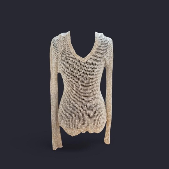 Roxy Cream & Tan Top with Hood in XS - Picture 1 of 3